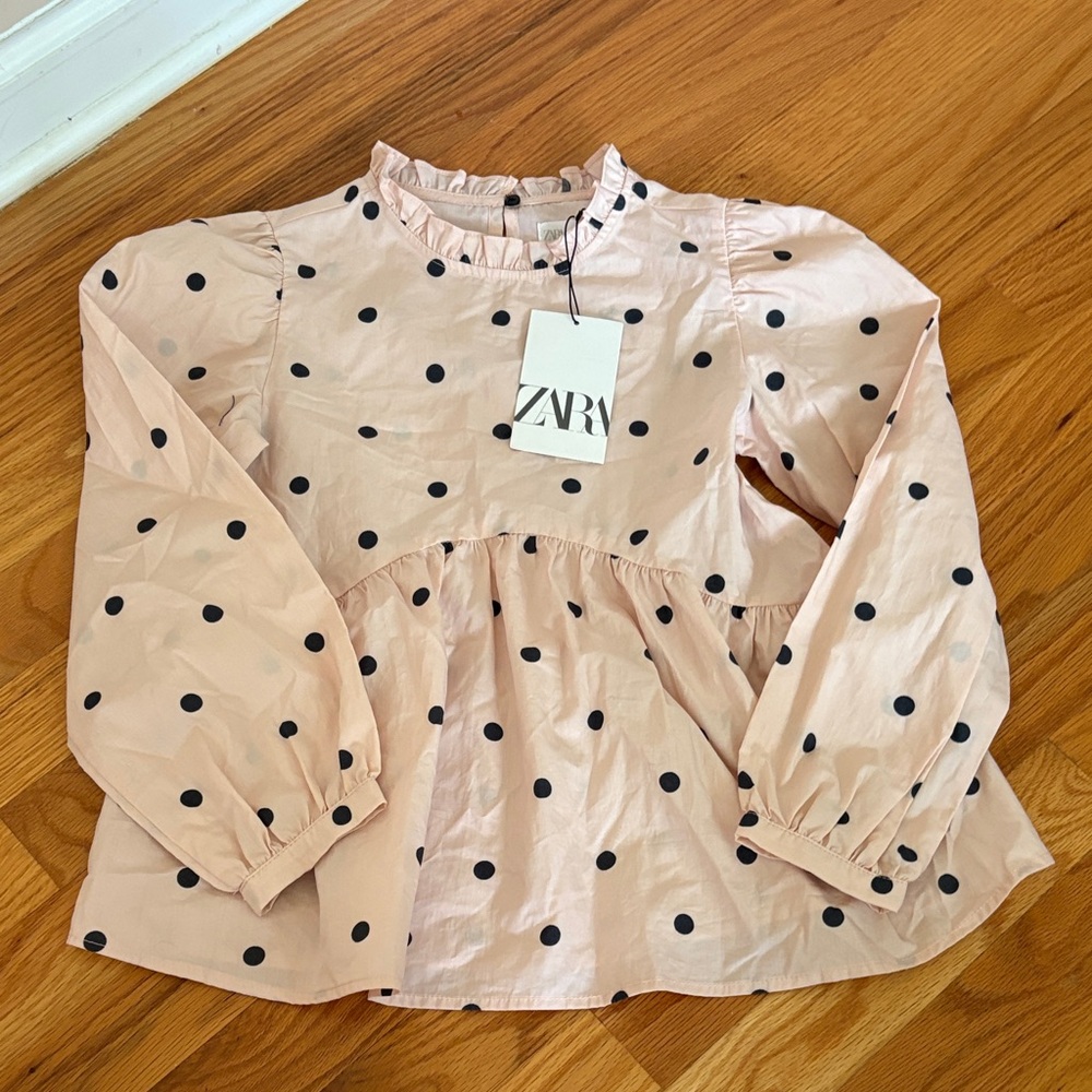 Zara Kids Blush Polka Dot Blouse